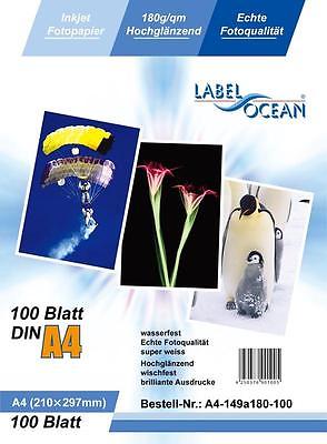 300 Blatt DIN A4 180g/m² Fotopapier HGlossy+wasserfest von LabelOcean (R)