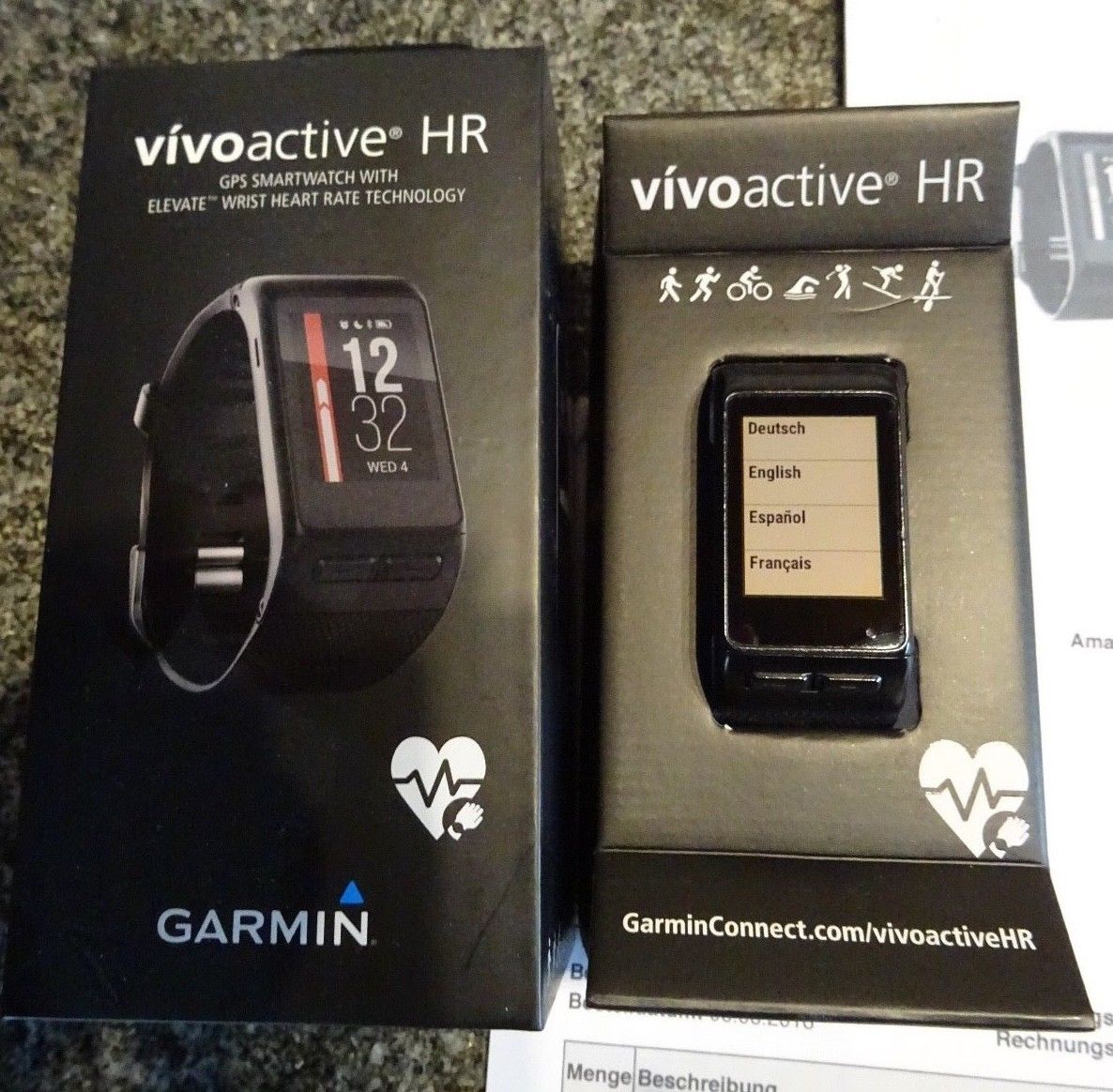 Garmin Vivoactive HR, GPS Smartwatch, 1 1/2 Jahre alt, mit Rechnung