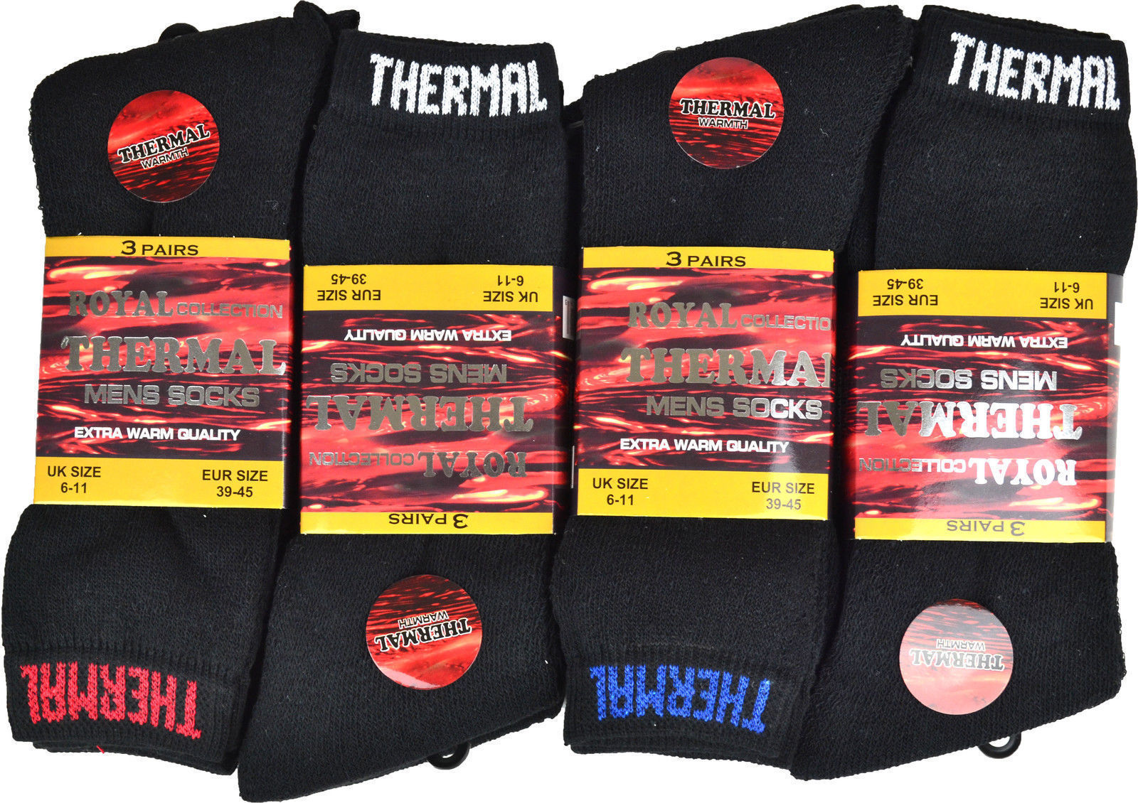  12 Pairs Men's Black Thermal Socks, Thick Warm Work Boot Socks Size 6-11