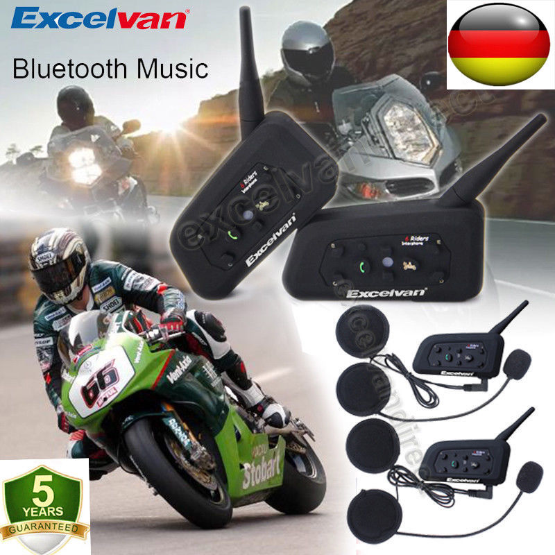 2x 1200m Motorrad Bluetooth Helm Sprechanlage Gegensprechanlage Intercom Headset