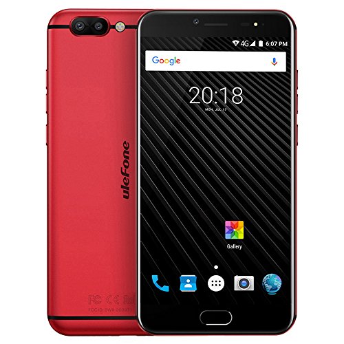 Ulefone T1 4G Smartphone Android 7.0 5.5 Zoll Helio P25 Octa Kern 2.6GHz 6GB RAM 64 GB ROM 16.0MP + 5.0MP Doppelrückseitenkameras Typ-C vorderer Berührungssensor (Rot)