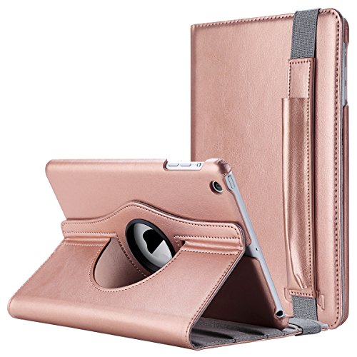 iPad Mini 2 Hülle, iPad Mini 2/3 Case ULAK 360 PU Leder Tasche Flip Case für iPad Mini 1/2/3 mit Ständerfunktion Auto Sleep/Wake-Funktion und Stift Slot (Rosé Gold)