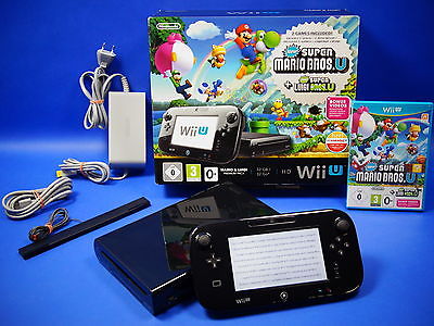 Wii U Konsole 32 GB schwarz New Super Mario Bros + New Super Luigi Pack OVP~8075