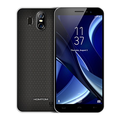 HOMTOM S16 - 5,5 Zoll 3G Smartphone, Infinity Display, Android 7.0 Quad Core 2GB+16GB, Hauptkamera 13MP+2MP, Frontkamera 8.0MP, Dual Karte Dual Standby, SIM-frei Entsperrt Handy, Schwarz