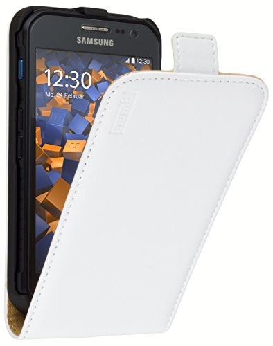 mumbi PREMIUM Leder Flip Case für Samsung Galaxy Xcover 3 Tasche weiss