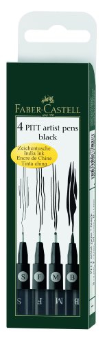 Faber Castell Pitt Artist Pen Wallet Black Pack of 4