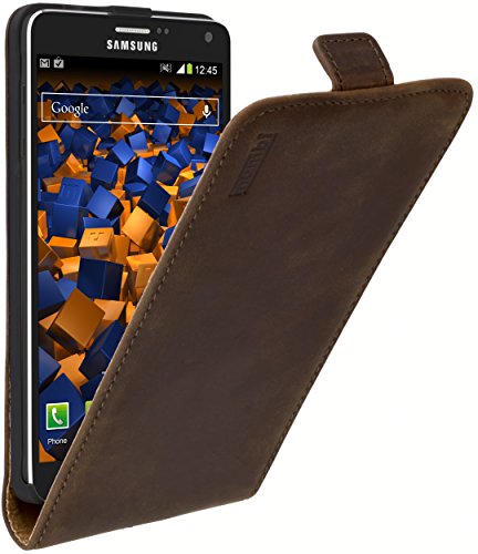 mumbi PREMIUM Leder Flip Case für Samsung Galaxy Note 4 Tasche braun