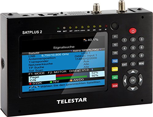 Telestar SATPLUS 2 Messgerät (DVB-S/S2/C/C2/T/T-HD, 12,7cm (5 Zoll) LCD-Farbdisplay inkl. Live Bild, 12 Sprachen) schwarz