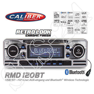 Caliber RMD120BT RDS Retro Look Radio mit Bluetooth MP3 USB SD Autoradio ohne CD