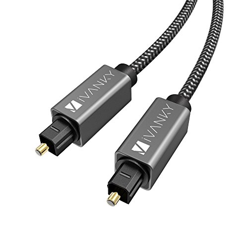 Optisches Kabel iVanky Toslink Kabel 1,8M - Lebenslange Garantie - ( Leicht zu stecken, Stabile Verbindung) - für Heimkino, Soundbar, CD/DVD/Blue-Ray-Player, XBox und mehr - Nylon Space Grau
