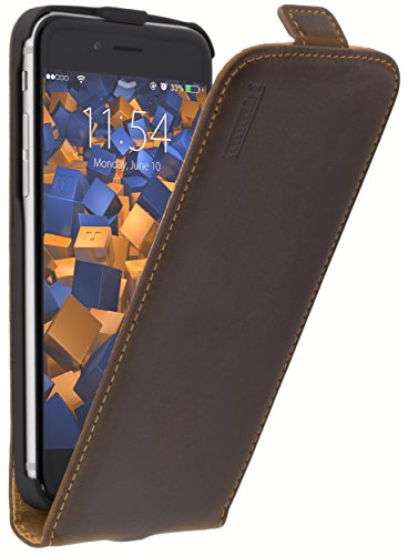 mumbi PREMIUM Vintage Leder Flip Case für iPhone 6 / 6S Tasche braun