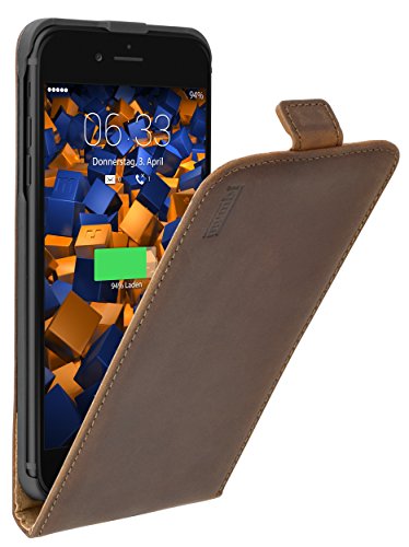 mumbi PREMIUM Leder Flip Case für iPhone 8 Plus / 7 Plus Tasche braun