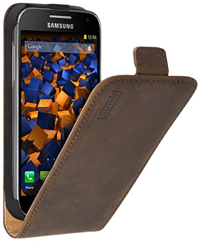 mumbi PREMIUM Leder Flip Case für Samsung Galaxy S4 mini Tasche braun