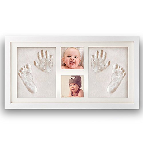 Baby Handabdruck und Fußabdruck Rahmen Andenken set für Baby, Foto Rahmen Wandbehang und Schreibtisch, für Neugeborene, Baby Dusche oder Tauf Geschenk, Kinders Geburtstagsgeschenke