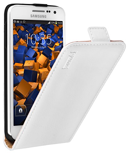 mumbi PREMIUM Leder Flip Case für Samsung Galaxy A3 (2015) Tasche weiss