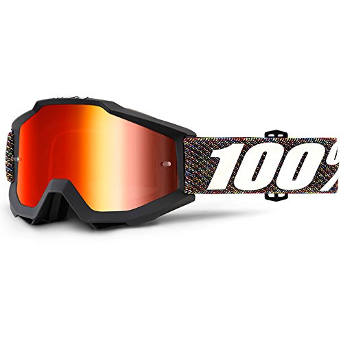 100% Motocross Brille Crossbrille Accuri Krick Schwarz Klar Rot Verspiegelt Quad Atv Mx Sx Offroad Mtb (Verspiegelt)