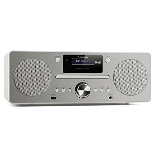 auna Harvard Micro-Anlage DAB/DAB+ UKW-Tuner CD-Player USB-Charger weiß