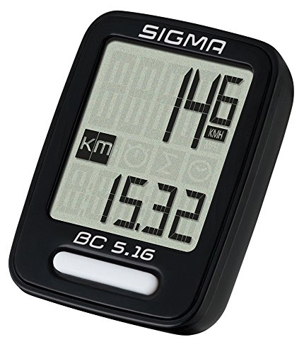 Sigma Sport Fahrrad Computer BC 5.16, 5 Funktionen, Geschwindigkeit, Kabelgebundener Fahrradtacho, Schwarz