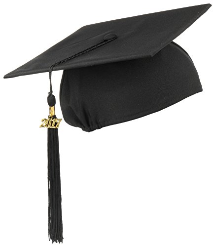 Lierys Doktorhut (Studentenhut) mit 2018 Jahreszahl Anhänger, Hut für Abschlussfeiern vom Studium an Universität, Hochschule oder Abitur, Absolventenhut in der Farbe schwarz, Einheitsgröße