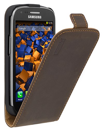 mumbi PREMIUM Vintage Leder Flip Case für Samsung Galaxy S3 mini Tasche braun