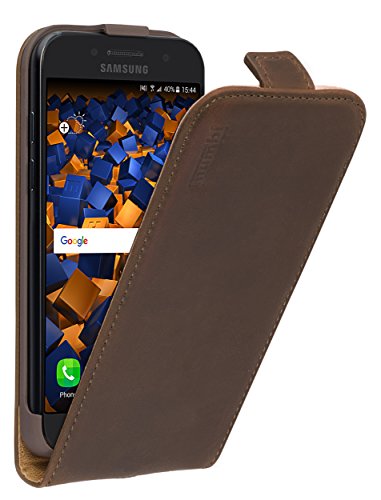 mumbi PREMIUM Leder Flip Case für Samsung Galaxy A3 (2017) Tasche braun