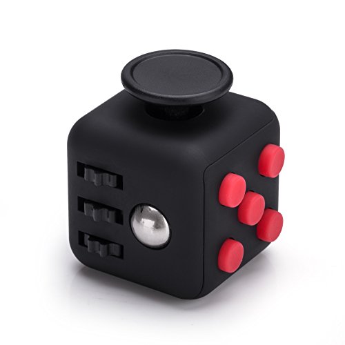 Fidget Cube - OKCS - Anti-Stress-Würfel Stresslöser Konzentration Kinder Erwachsene - Schwarz/Rot