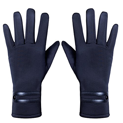 GLOUE Warm Winter Handschuhe Seide Handschuhe Damen Touchscreen Handschuhe Radfahren Motorradfahren Innen Outdoor Schwarz