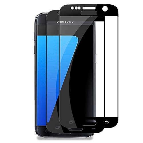 [2 Stück] Hepooya Panzerglas Schutzfolie für Samsung Galaxy S7 [Vollständige Abdeckung], Displayschutzfolie für Samsung S7, 9H Härtegrad, 99% Transparenz Full HD, Anti-Kratzen (schwarz)