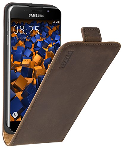 mumbi PREMIUM Leder Flip Case für Samsung Galaxy A3 (2016) Tasche braun