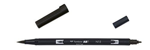 Tombow ABT-N15 Fasermaler Dual Brush Pen mit zwei Spitzen, black