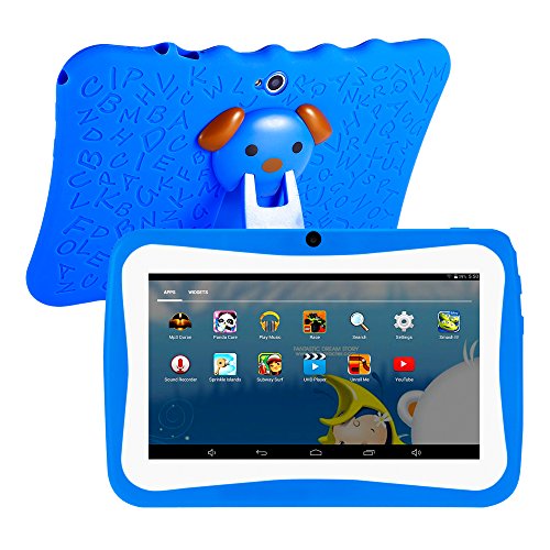 GBlife Kinder Tablet 7,0 Zoll Bildschirm 1GMB RAM 16GB ROM Android 4.4 Quad Core 1.2GHz WiFi Bluetooth Doppelkameras als Geschenk mit Hülle (Blau)
