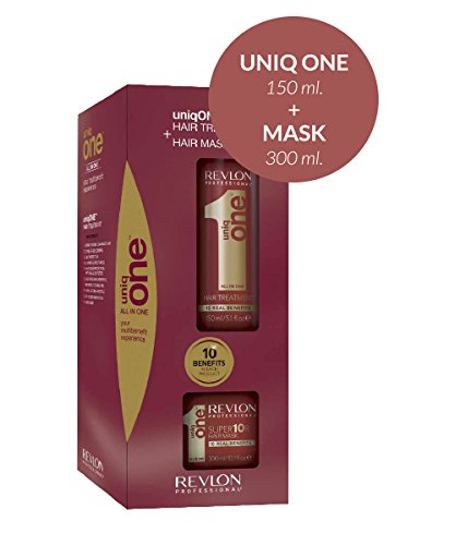 Revlon Uniq One Haarmaske, 300 ml + Spray, 150 ml – Haarbehandlung für trockenes und geschädigtes Haar, Alles in einem – Serie Revlon Professional