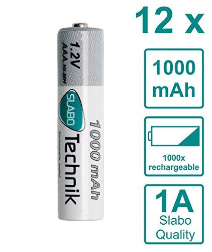 Slabo Ni-MH Akku AAA Micro Batterien wiederaufladbar rechargeable Batterie HR03 Nickel-Metallhydrid 1000mAh / 1.2V - 12er-Pack