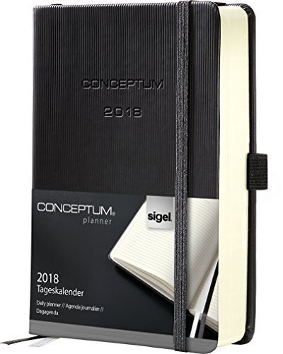 Sigel C1810 Tageskalender 2018, ca. A5, schwarz, Hardcover CONCEPTUM - auch in A6