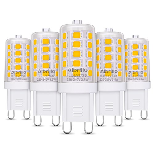 Albrillo 5er Pack 3.5W G9 LED Lampe 330lm, 3000k warmweiß G9 LED Leuchtmittel ersatz 40W Halgonlampe, 360° Abstrahlwinkel