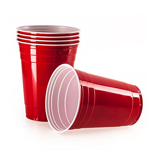 Rote Partybecher 50 Stück | Beer Pong Party Cups | Extra Starke Bierpong Becher Rot | Kunststoffbecher | Plastikbecher | Original USA Turnierbecher | Camping | Wiederverwendbar | 16oz 473ml | Vivaloo