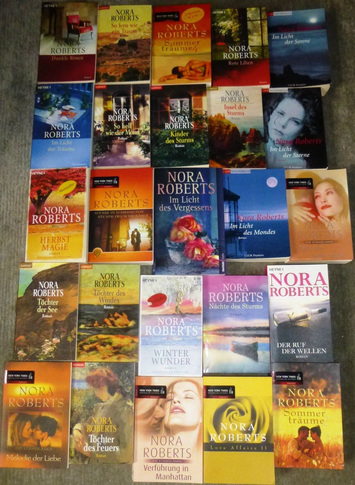 Nora Roberts, 50 Bücher, 63 Romane, diverse Verlage,  Hardcover/Taschenbuch