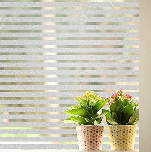 Zindoo Streifen Blickdicht Fensterfolie Sichtschutzfolie Selbstklebend Klebefolie Büro und Zuhause Dekofolie 45*200 cm