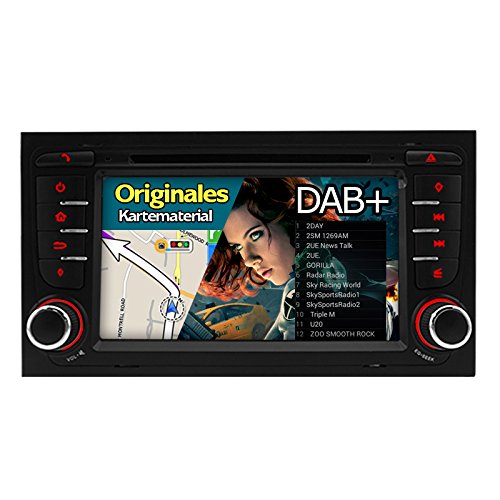 A-Sure 7 Zoll Doppel 2 Din Autoradio Navi DVD GPS Bluetooth FM Radio RDS VMCD für Audi A4 S4 Seat Exeo original Kartematerial (49 europäische Länder) W5A4Q