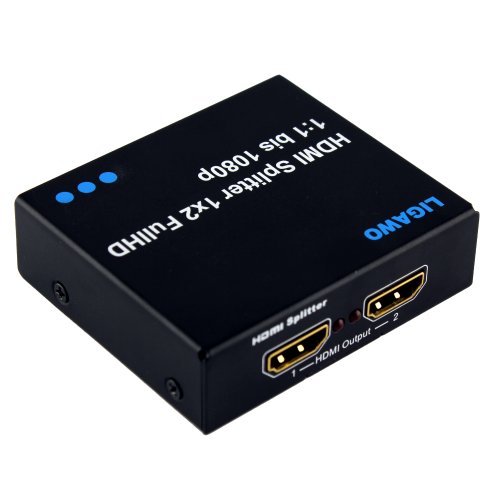Ligawo ® HDMI Splitter 2-fach/ 2-port 3D Ready 1080p - 1 HDMI Quelle (z.B. PS3, Receiver, Player) parallel oder einzeln an 2 Geräte (z.B. Tv, Beamer oder Monitor) schalten