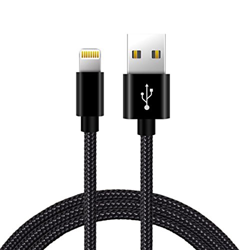 Zeuste Nylon Kabel 2m iPhone Ladekabel Verbindungskabel Lightning haltbar Datenkabel für Apple iPhone 7/6 Plus/7/6 /5/5S/6s iPad 4 iPad Mini/Air Arbeitet mit neuesten iOS-Update (SCHWARZ)