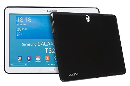 Juppa® Samsung Galaxy Tab Pro 10,1 Zoll SM-T520 SM-T525 TPU Silikon Tasche Hülle Schutzhülle mit HD LCD Displayschutz Schutzfolie Folie (Schwarz / Black)