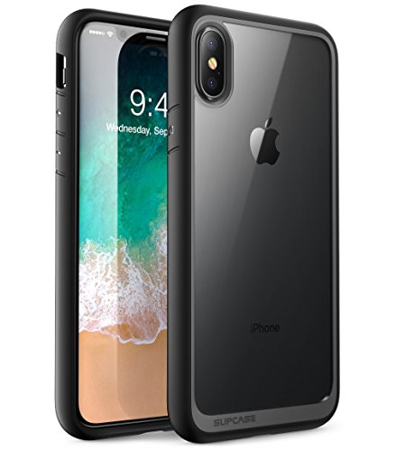 Supcase iPhone X Hülle, [Unicorn Bettle Style] Premium Handyhülle Hybrid Transparent Schutzhülle Stoßfest Case Cover für Apple iPhone X / iPhone 10 2017, Schwarz