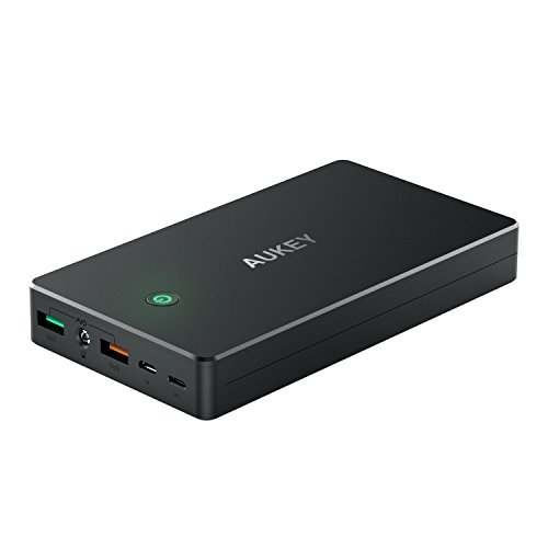 AUKEY Quick Charge 2.0 Powerbank 20000mAh mit Lightning & Micro-USB Eingang, 2 USB Ausgänge für iPhone X/8/Plus/7/6s, Samsung S8/S8+, iPad, LG und mehr