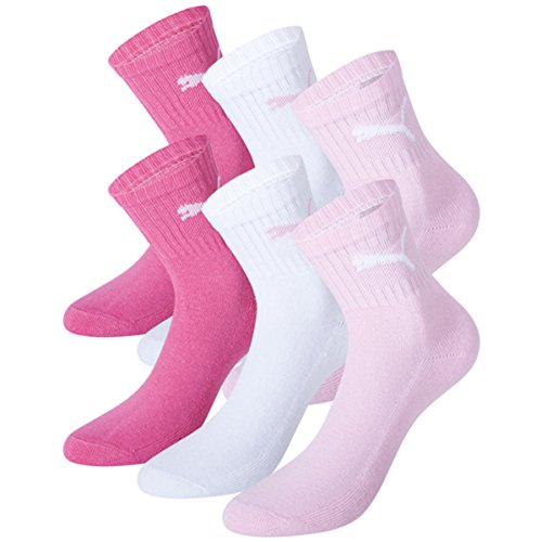 PUMA Unisex Short Crew Socks Socken Sportsocken MIT FROTTEESOHLE 6er Pack pink lady 422 - 35/38