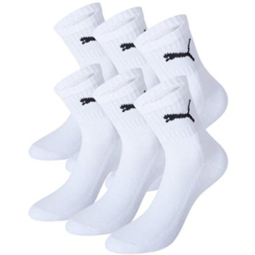PUMA Unisex Short Crew Socks Socken Sportsocken MIT FROTTEESOHLE 6er Pack white 300 - 35/38