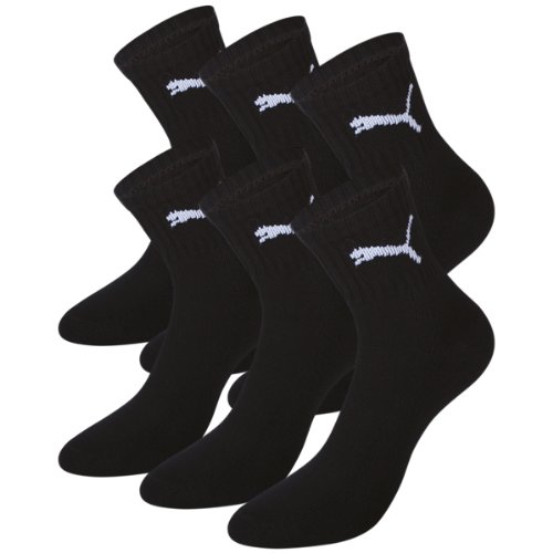 PUMA Unisex Short Crew Socks Socken Sportsocken MIT FROTTEESOHLE 6er Pack black / black 200 - 43/46