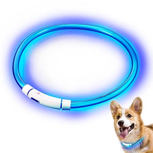 Hunde Leuchthalsband LED, Rymall Hundehalsband Leuchtband Leuchtschlauch Blink Hundehalsband 60cm, aden per USB, 3 Modell Blink, von Fashion&Cool