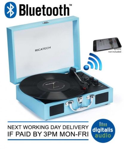 Ricatech RTT21 Bluetooth Portable Attache 3 Speed Record Player Briefcase Style