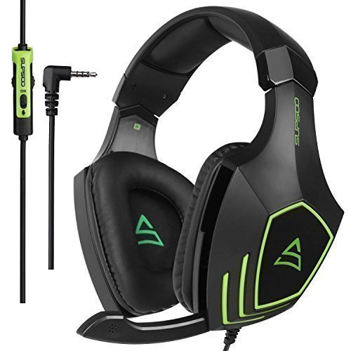 [2017 SUPSOO Multi-Plattform Xbox ein PS4 Gaming Kopfhörer] SUPSOO G820 Bass Gaming Kopfhörer mit Noise Isolation Mikrofon für neue Xbox ein PS4 PC Laptop Mac iPad iPod (schwarz & grün)